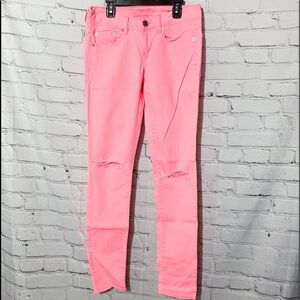 American Eagle Hot Pink Distressed Skinny Jeans